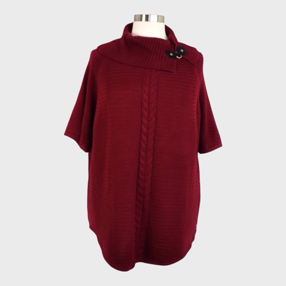 Lane Bryant Turtleneck Short Sleeve Sweater Poncho - Picture 1 of 5